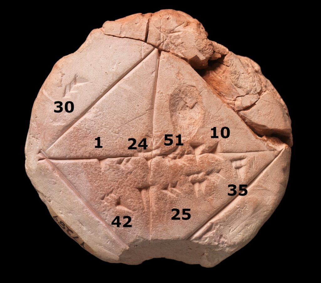 Δείγμα βαβυλωνιακών μαθηματικών γραμμένων σε σφηνοειδή γραφή
